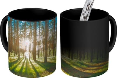 Magische Mok - Foto op Warmte Mokken - Koffiemok - Zon - Bomen - Landschap - Gras - Magic Mok - Beker - 350 ML - Theemok