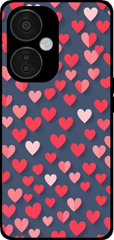 Smartphonica Telefoonhoesje Geschikt voor OnePlus Nord CE 3 met Roze en Rode Hartjes Opdruk - TPU Backcover Case With Rosé and Red Heart Design geschikt voor OnePlus Nord CE 3