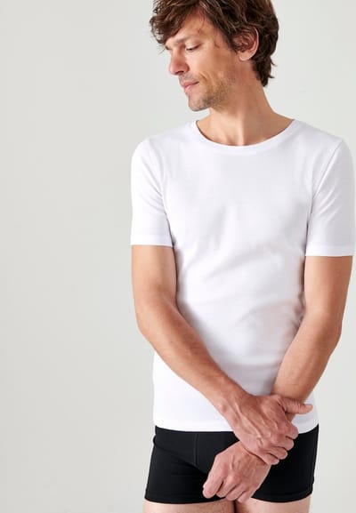 Damart - Set van 2 T-shirts met ronde hals en korte mouwen, Essential zuiver gekamd katoen - Heren - Wit - (102-109) L