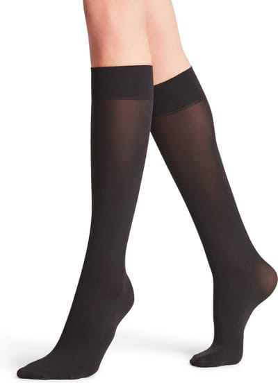 FALKE Pure Matt eenkleurig materiaal ondoorzichtig 50 DEN kniekousen dames zwart - maat 35-38