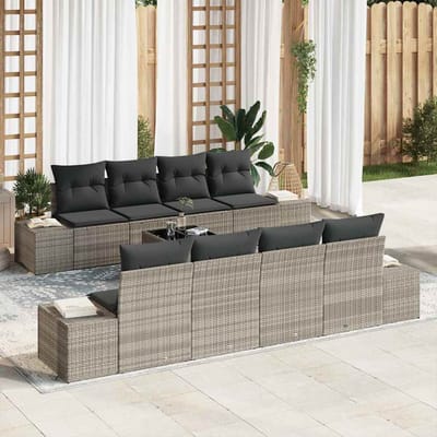 vidaXL Tuin Sofa Set 7 st Lichtgrijs poly rattan