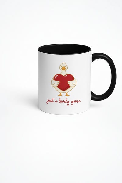 Lieve Gans Mok met Rood Hart - "Just a Lovely Goose" | Schattige Dieren Koffiemok Cadeau