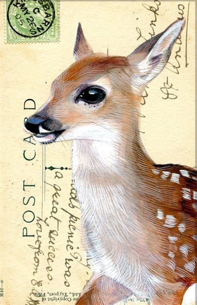 Dubbele kaart met env. Hertje 11,5x17,5cm