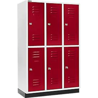 Schäfer Shop Select Kledinglocker, met 3 x 2 compartimenten, 400 mm, met fitting, cilinderslot, Deur robijnrood