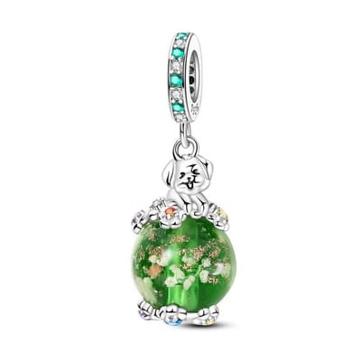 Fler® | Bedel | Past op populaire bedelarmbanden (standaard - 3mm) | Glow in the Dark Puppy Bedel | Hangbedel Charm | 925 sterling zilver | Valentijnsdag Cadeau | Sinterklaas kado | Kerstcadeau | Verjaardagsgeschenk | Vriendschap
