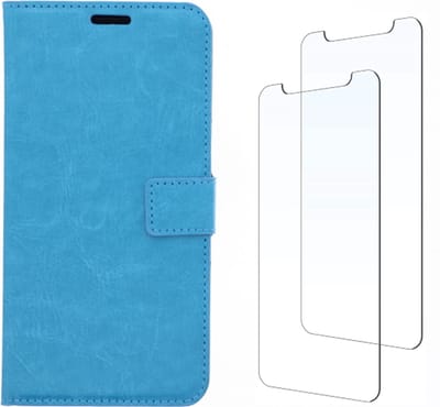 LuxeBass Honor 9S hoesje book case + 2x Glas Screenprotector turquiose - telefoonhoes - gsm hoes - telefoonhoesjes - glas scherm - bescherming