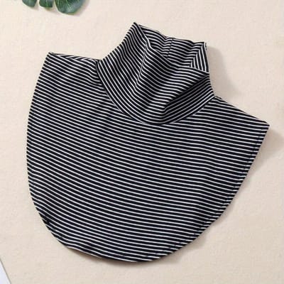 Nieuwe Winter Modal Hoge Nek Nepkraag Dames Effen Afneembaar Modekleur Warme Kraag Trui Turtleneck Elastisch Black stripe gray