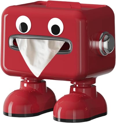 Zakdoekhouder Telefoonhouder - Papierhouder Organizer - Bureau Opruimen - Robot Ontwerp - 24 x 22 x 15.5 cm - Rood