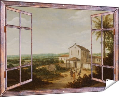 Gards Tuinposter Doorkijk Kerkelijk Gebouw in Brazilië - Frans Jansz. Post - 180x120 cm - Tuindoek - Tuindecoratie - Wanddecoratie buiten - Tuinschilderij