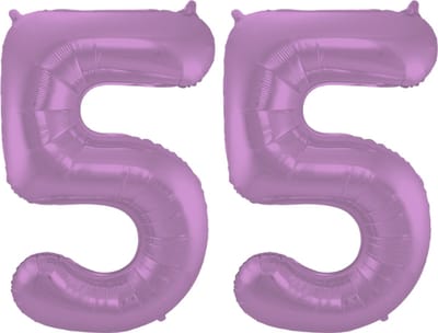 Folieballon 55 jaar metallic paars 86cm