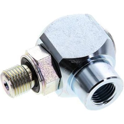 G 1/4'' M/F Verzinkt Stalen Elbow 90deg Draaidoorvoer Hoge druk 400 Bar - Hydrauliek - FL2E-MF-EZN-014G-R