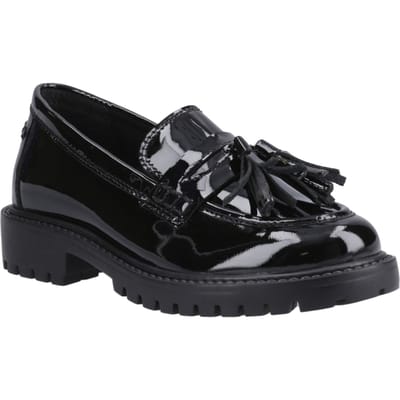 Hush Puppies Abigail Patent Senior Meisjes Zwarte Leren Mocassins