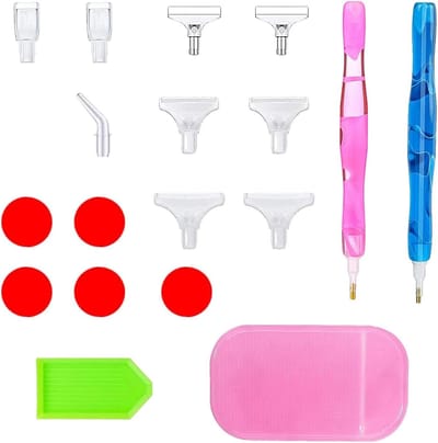5D Diamant Schilderen Pen met Vervangbare Nib, Ideaal voor DIY Kunst en Ambachten, Kleur: Blauw en Roze, Perfecte Accessoires voor Diamant Schilderen