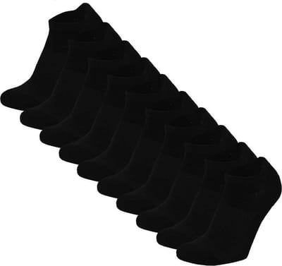 Apollo Dames / Heren Footies No Show Sokken Zwart 10-Pack - Maat 36/41