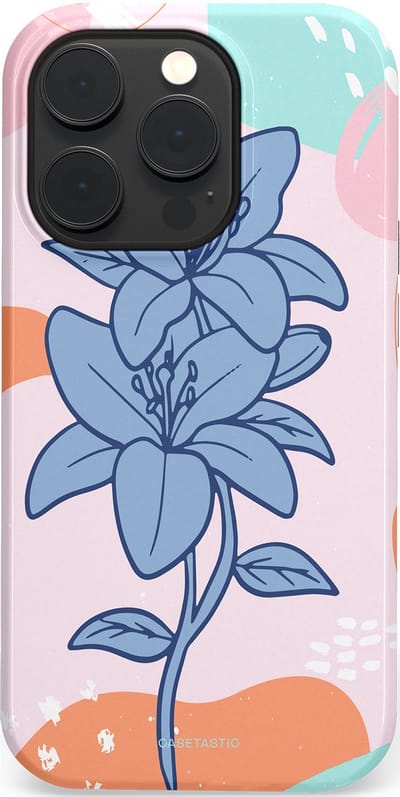 Casetastic hoesje geschikt voor Apple iPhone 14 Pro - MagSafe - Dubbellaagse bescherming - Roze Paarse Lelie Bloemen - Fashion Case - Wit Perzik Lichtblauw Mintgroen
