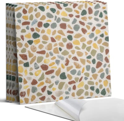 Coloray Wandpanelen Zelfklevend - Mozaïekpatroon van steen Zelfklevende Wandpanelen - 50 cm x 50 cm - Geel Wandpaneel PVC - 5 stuks - Texturen Wandpanelen Zelfklevend - Wandbord Keuken - Wandpaneel Badkamer