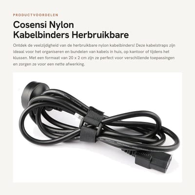 Dailygoods- Kabelbinders Herbruikbaar 20 Stuks - Nylon - 20 X 2 cm - Verstelbaar - Antislip - Multifunctioneel - Lichtgewicht