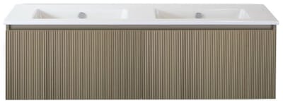Frozen 3D Badmeubelset 140 cm - Greeplijst in Kleur - Olive - Keramische Wastafel Wit Zonder Kraangat