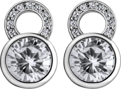 Quiges - Oorbedels Hanger met Zirkonia Transparant 11mm voor Hoop Oorringen - Dames Oorbellen - 925 Zilver Rhodium - ESE010