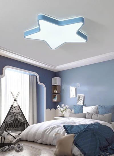 LED Plafondlamp - Sterrenhemel Lamp - Kinderkamer Verlichting - Pentagram Vorm - 60 x 60 x 5 cm - Blauwe Rand