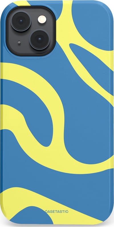 Casetastic hoesje geschikt voor Apple iPhone 14 Plus - MagSafe - Dubbellaagse bescherming - Blauwe Gele Zee Stranden - Fashion Case - Lavendel Goud Lichtblauw