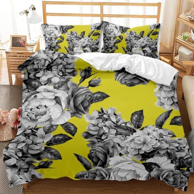 Ensemble de housse de couette à fleurs Coloré Fleur Frais Jardin Botanique Jumeau Housse de couette Femmes Fleur Polyester Ensemble de literie Queen King EU single(135x200cm)