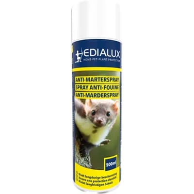 Edialux Anti marter spray 500ml, milieuvriendelijke knaagdierwering, steenmarterverjager, natuurlijke geurverdrijver, kabelbescherming, afweerspray voor auto en tuin, ongediertebestrijding