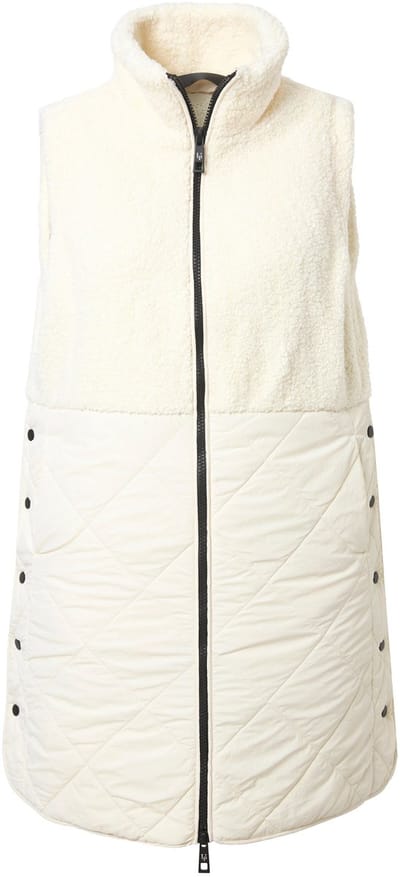 Ulla Popken - Dames - Lange bodywarmer teddyfleece/stiksel - Off-white - Maat 42+