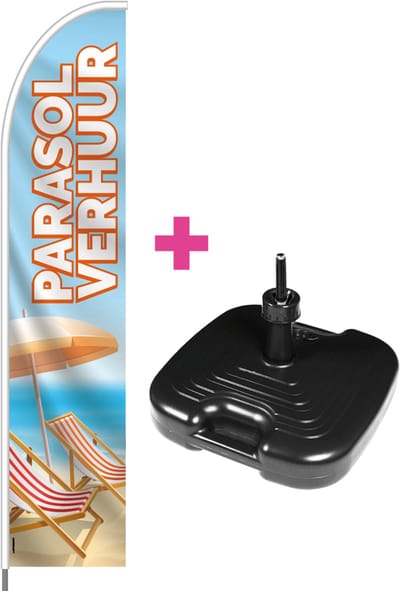 Beachflag - Parasolverhuur - Vlag + Parasolvoet + Rotator + Hengelsysteem + Draagtas - Actievlag.nl