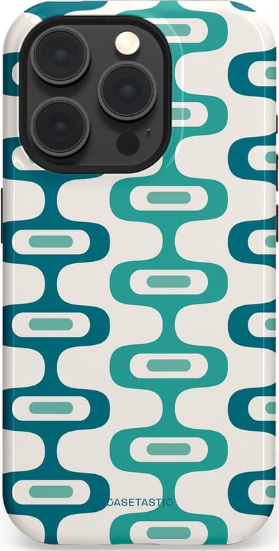 Casetastic hoesje geschikt voor Apple iPhone 15 Pro - MagSafe - Dubbellaagse bescherming - Vormen vibe - Fashion Case - Wit Petrol Lichtgrijs Mintgroen
