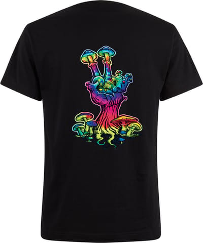 Zwart Neon Tshirt Peace Mushroom S