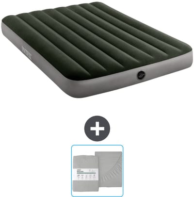 Intex Luchtbed - Twijfelaar - 137 x 191 x 25 cm - Groen - Inclusief en Hoeslaken