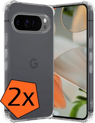 Hoes - 2 Stuks - Geschikt voor Google Pixel 9 Pro - Sterk & Shockproof - Siliconen Case - Back Cover - Telefoon Hoesje Shock Proof - Transparant