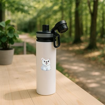Hacebo® - Ijsberen waterfles met draaidop grijs - Beer - Dieren liefhebbers - Dieren - beren - teddybeer - water fles - 850ML