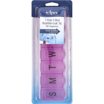7-Daagse Ultra Bubble-Lock Pillenbox, XL, 1 Pillendoosje pink