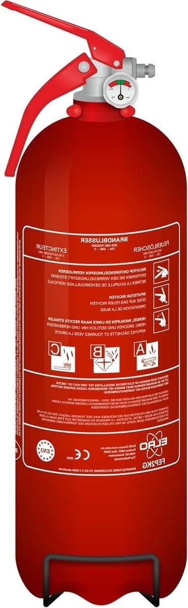 Poederblusser - Brandblusser - Beginnende branden blussen - Geschikt voor brandklasse ABC - 2KG - Rood