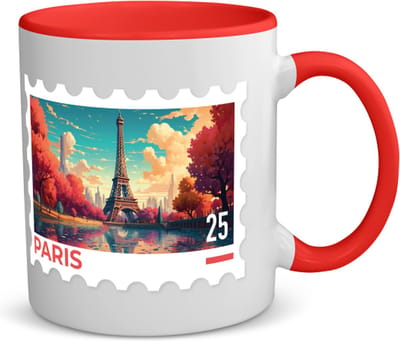 Akyol - parijs koffiemok - theemok - rood - 420 - liefhebber - europa - 350 ML inhoud