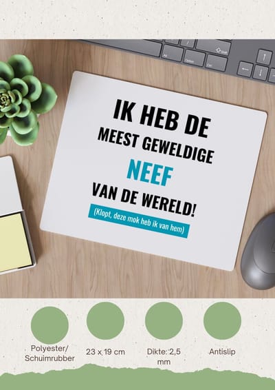 Akyol - ik heb de meest geweldige neef van wereld (klopt, deze mok heb ik van hem) Muismat - Neef - de meest geweldigste neef - verjaardagscadeau - verjaardag - cadeau - cadeautje voor neef - neef artikelen - kado - geschenk - gift - 23 bij 19 cm