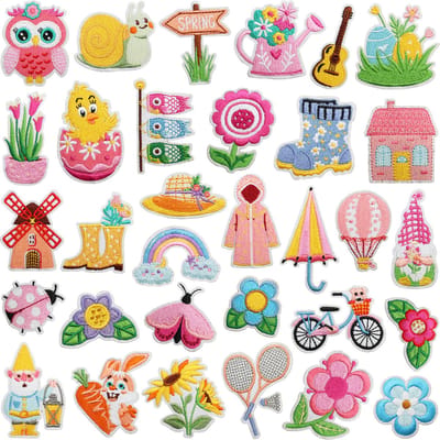 32 stuks Strijk Embleem - Opstrijkbare geborduurde patches - Versiering Voor Kleding - Kleding Patchs - Doe-het-zelf-accessoires - Schattige naai-applicaties - Naai op geborduurde applicatie naaipleisters - Voor jassen, hoeden, rugzakken, jeans