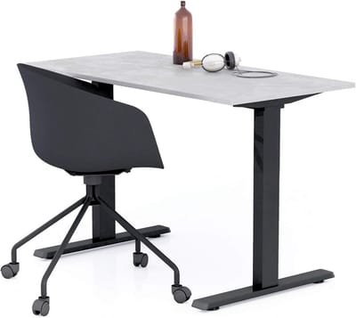 Bureau 120x60 Betonlook met Zwarte Poten Modern en Stabiel