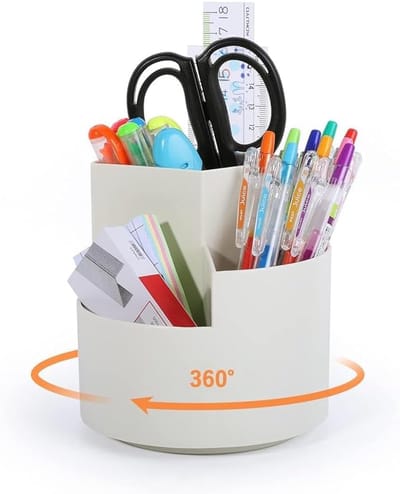 Draaibare pennenhouder 360° - grote capaciteit - 3 vakken - voor bureau en school - ShopVlot