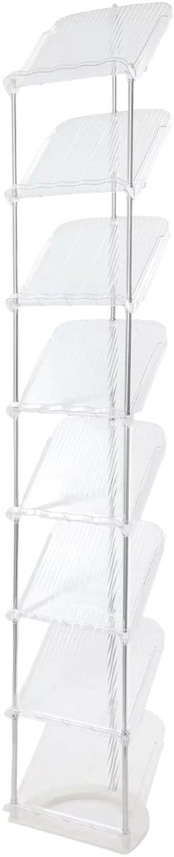 8-laags vrijstaand schoenenrek – Voor woonkamer, keuken, badkamer, studeerkamer – Verticale schoenenorganizer – Grijs plastic (28 × 21 × 159,5 cm)