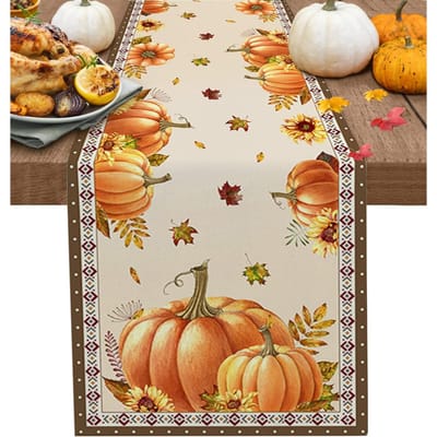 Herfstpompoen Esdoornbladeren Tafelkleed Feestdecoratie Wasbare Keuken Eettafel Tafelkleed Herfst Thanksgiving Decoraties 150x33cm