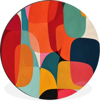 WallCircle - Wandcirkel - Muurcirkel - Vormen - Kleurrijk - Abstract - Vlakken - Aluminium - Dibond - 30x30 cm - Binnen en Buiten