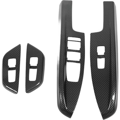 Lot de 4 caches de panneau de commande de porte et fenêtre en fibre de carbone pour Kia