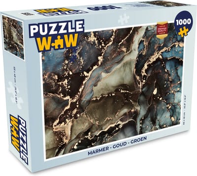 Puzzel Marmer - Goud - Groen - Legpuzzel - Puzzel 1000 stukjes volwassenen