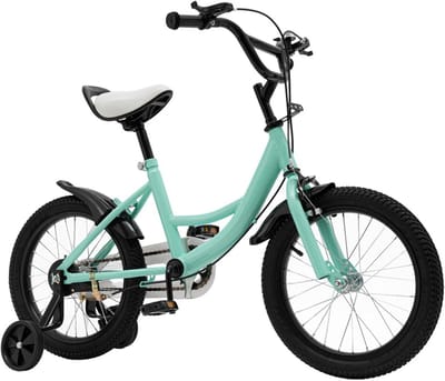 16 Inch Kinderfiets voor Jongens en Meisjes - Verstelbare Fiets met Steunwielen voor Kinderen van 4 tot 8 Jaar