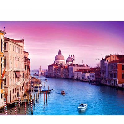 Peinture diamant 5D à faire soi-même « Venise Watertown » Broderie au point de croix Strass Mosaïque Peinture Décor 20X30CM pink