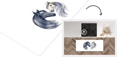 Keukenloper - Loper keuken - Paarden - Waterverf - Ruit - 120x50 cm - Keukenloper vinyl