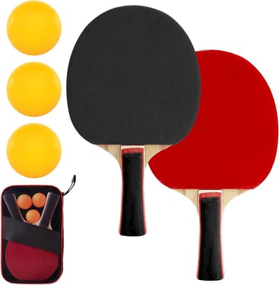 ByShane - Tafeltennisbatjes Set voor Beginners: 2 Elastische Batjes en 3 Ballen voor Thuisentertainment